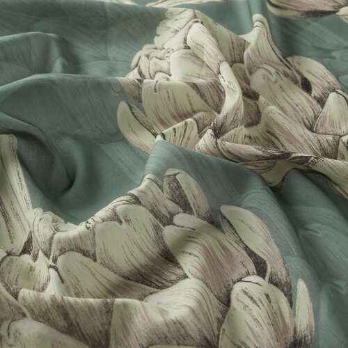 Forest Green Artichoke Blossom Cotton Scarf