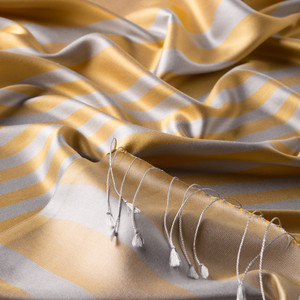 ipekevi - Freesia Yellow Meridian Striped Silk Scarf (1)