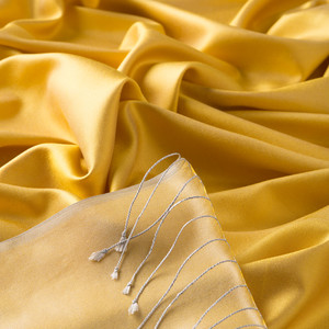 Freesia Yellow Reversible Silk Scarf - Thumbnail