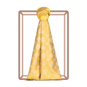 Freesia Yellow Semi Monogram Print Silk Scarf - Thumbnail