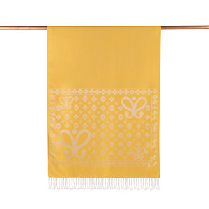 Freesia Yellow Semi Monogram Print Silk Scarf - Thumbnail