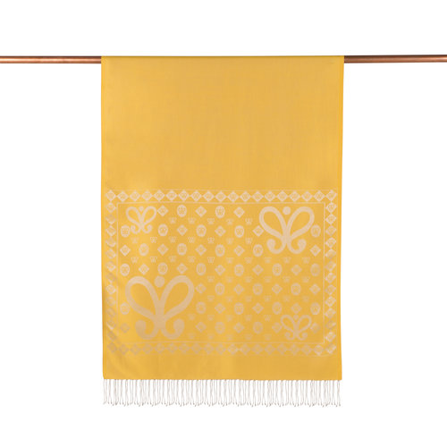 Freesia Yellow Semi Monogram Print Silk Scarf