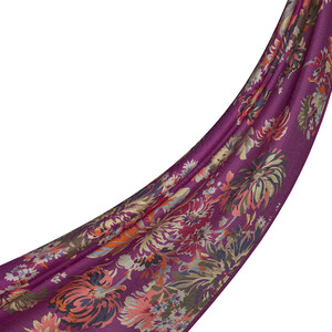 Fuchsia Chrysanthemum Print Tencel Scarf - Thumbnail