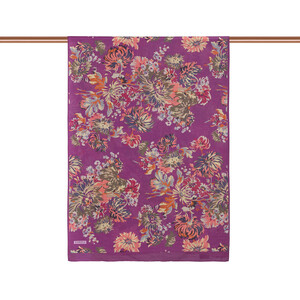 Fuchsia Chrysanthemum Print Tencel Scarf - Thumbnail