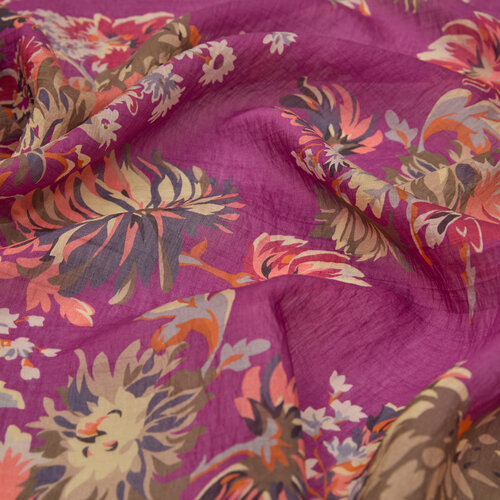 Fuchsia Chrysanthemum Print Tencel Scarf