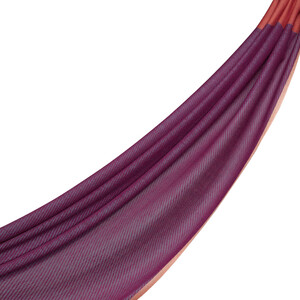 Fuchsia Copper Bordered Wool Silk Scarf - Thumbnail