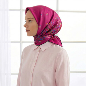 Fuchsia Day Dream Twill Silk Scarf - Thumbnail