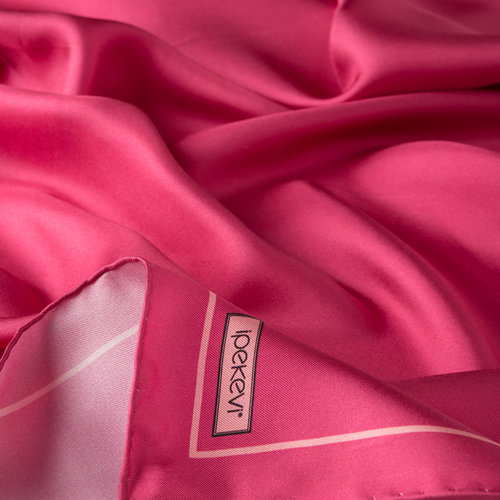 Fuchsia Frame Silk Twill Scarf