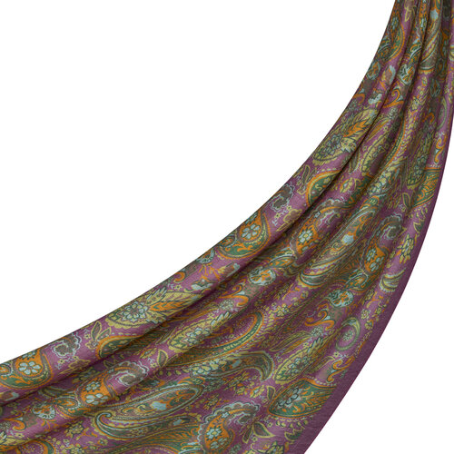 Fuchsia Green Mezopotamya Print Tencel Scarf