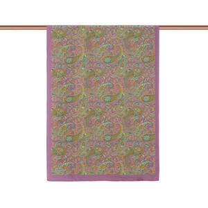 Fuchsia Green Mezopotamya Print Tencel Scarf - Thumbnail