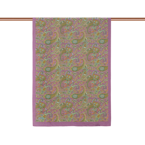 Fuchsia Green Mezopotamya Print Tencel Scarf