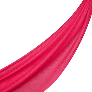 Fuchsia Herringbone Patterned Wool Silk Shawl - Thumbnail