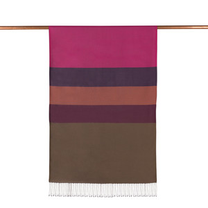 Fuchsia Kushak Striped Silk Scarf - Thumbnail