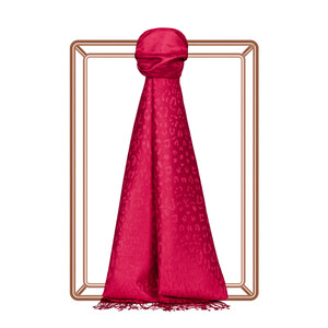 Fuchsia Leopard Jacquard Silk Scarf - Thumbnail