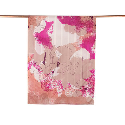 Fuchsia Lilium Print Satin Silk Scarf