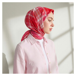 Fuchsia London Plaid Silk Twill Scarf - Thumbnail