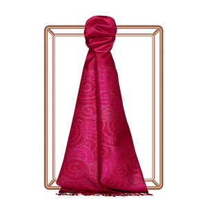 Fuchsia Lurex Spiral Silk Scarf - Thumbnail