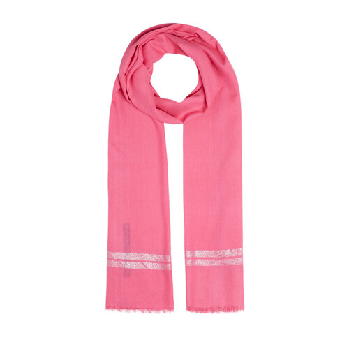 Fuchsia Lurex Striped Cotton Silk Scarf