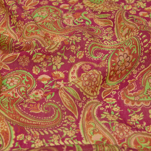 Fuchsia Mezopotamya Model 05 Print Tencel Scarf - Thumbnail