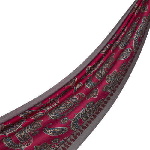 Fuchsia Mezopotamya Print Tencel Scarf