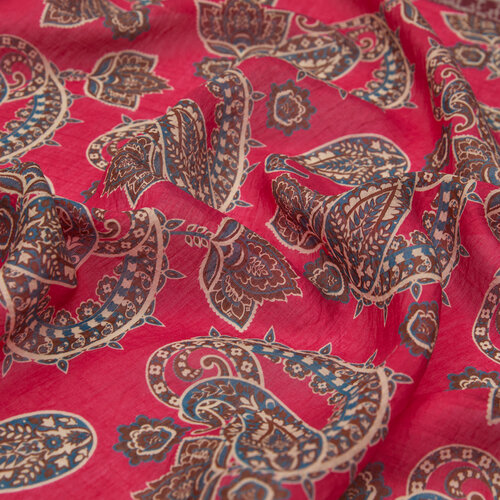 Fuchsia Mezopotamya Print Tencel Scarf
