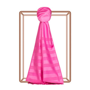 Fuchsia Mono Striped Silk Scarf - Thumbnail