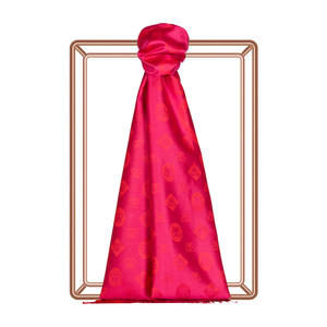 Fuchsia Monogram Print Silk Scarf - Thumbnail