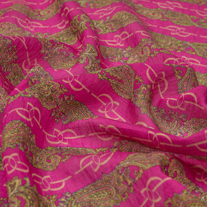 Fuchsia Monogram Print Tencel Scarf - Thumbnail