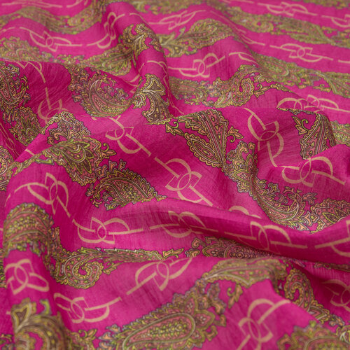 Fuchsia Monogram Print Tencel Scarf