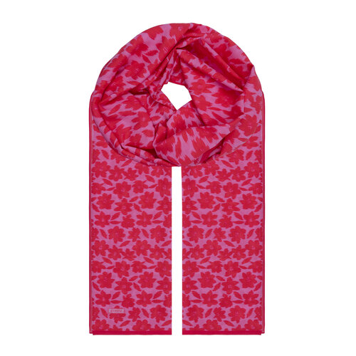 Fuchsia Orange Flower Cotton Scarf