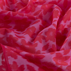 Fuchsia Orange Flower Cotton Scarf - Thumbnail