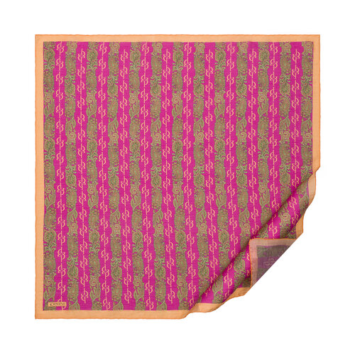 Fuchsia Orange Monogram Print Tencel Scarf