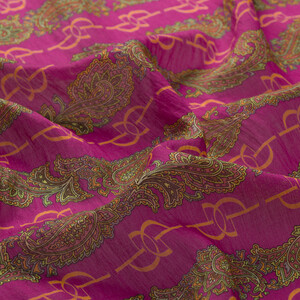 ipekevi - Fuchsia Orange Monogram Print Tencel Scarf (1)