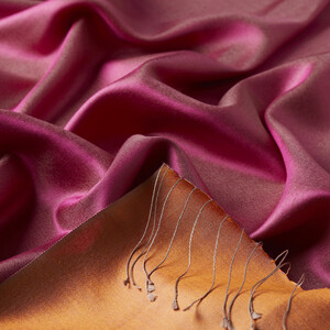 Fuchsia Orange Reversible Silk Scarf - Thumbnail