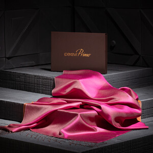 Fuchsia Orange Reversible Silk Scarf - Thumbnail