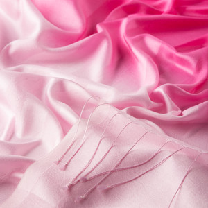 Fuchsia Powder Pink Mono Striped Gradient Silk Scarf - Thumbnail