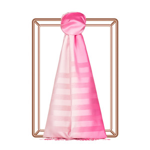 Fuchsia Powder Pink Mono Striped Gradient Silk Scarf - Thumbnail