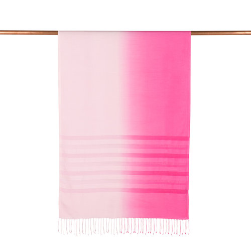 Fuchsia Powder Pink Mono Striped Gradient Silk Scarf