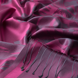 Fuchsia Royal Garden Jacquard Silk Scarf - Thumbnail