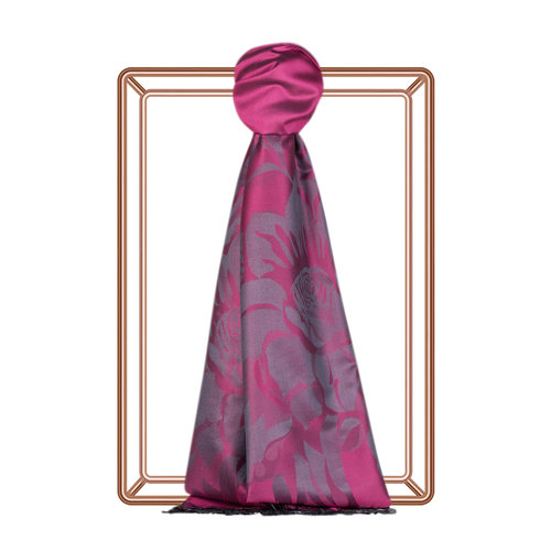 Fuchsia Royal Garden Jacquard Silk Scarf