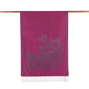 Fuchsia Royal Garden Jacquard Silk Scarf - Thumbnail