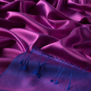 Fuchsia Sax Reversible Silk Scarf - Thumbnail