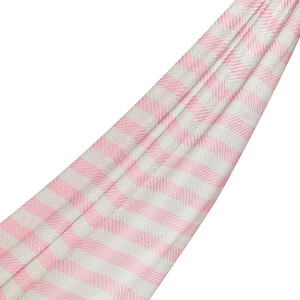 Fuchsia Striped Linen Cotton Scarf - Thumbnail