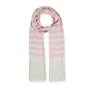 Fuchsia Striped Linen Cotton Scarf - Thumbnail