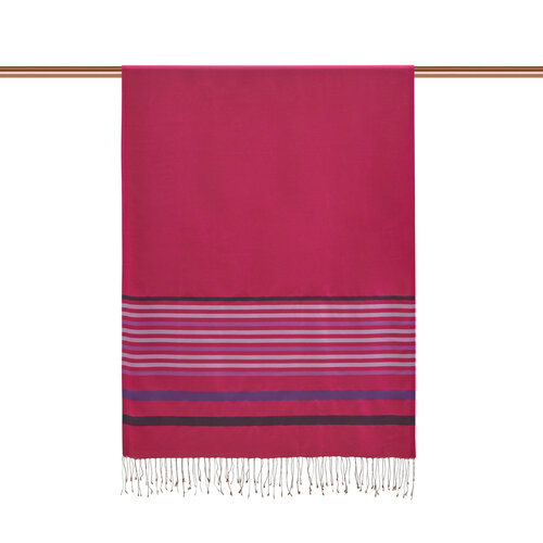 Fuchsia Thin Meridian Striped Silk Scarf