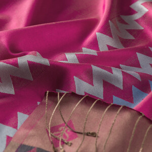 Fuchsia Zigzag Silk Scarf - Thumbnail