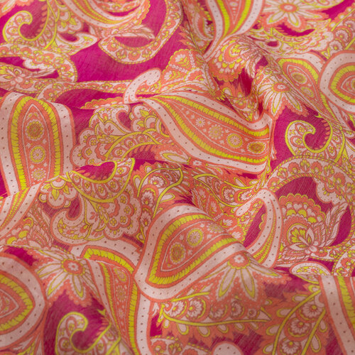 Fucshia Mezopotamya Model 01 Print Tencel Scarf