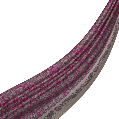 Fucshia Mezopotamya Model 02 Print Tencel Scarf