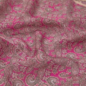 Fucshia Mezopotamya Model 02 Print Tencel Scarf - Thumbnail