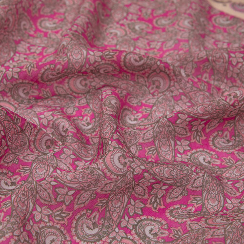Fucshia Mezopotamya Model 02 Print Tencel Scarf